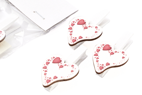 WOODEN CLIPS LOVE HEART 5CM 6PCS