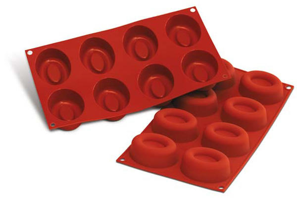 SILIKOMART SF085 MOULE 8 GRANDS SAVARINS OVALES 74X57 HT 27MM 72ML ANTI-ADHESIF GN1/3 -50° À 250