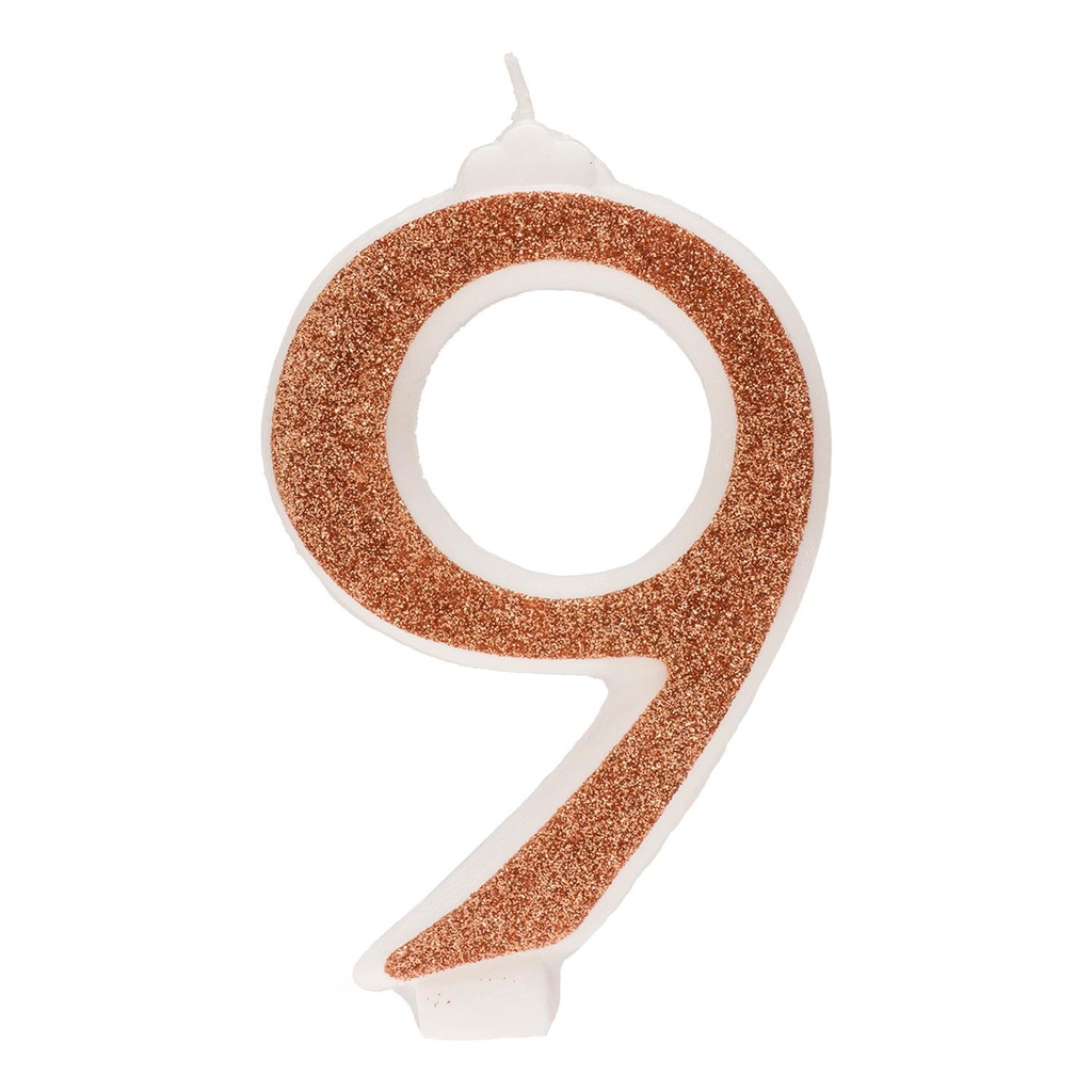  NUMBER CANDLE NO. 9 GOLD GLITTER 13CM