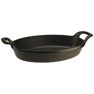 STAUB OVAL CAST IRON DISH 32CM BLACK STACKABLE