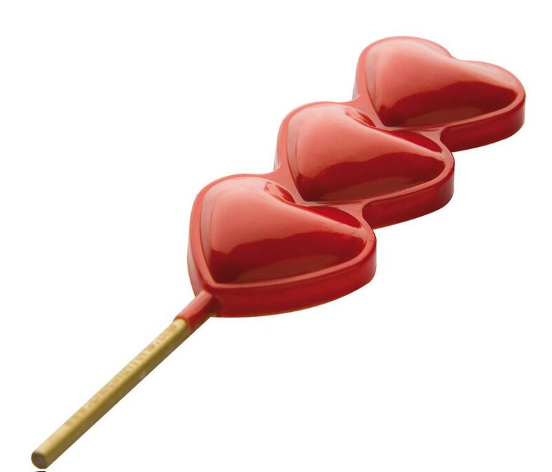 CHOCOLATE MOLD LOLLIPOP 3 HEARTS CF1103 17.5X27.5CM * 1X6 *21GR