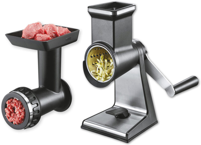 *FF*GEFU RÂPE LEGUMES 3 TAMBOURS TRANSFORMA +KIT HACHE-VIANDE A/MANIVELLE