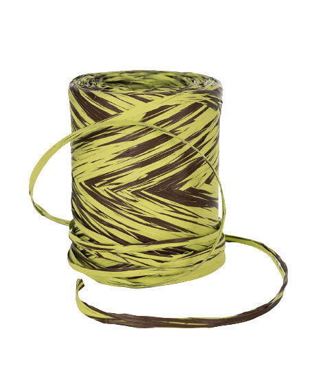POLY RAFFIA 15MM X 200M GREEN+CHOCOLATE R290