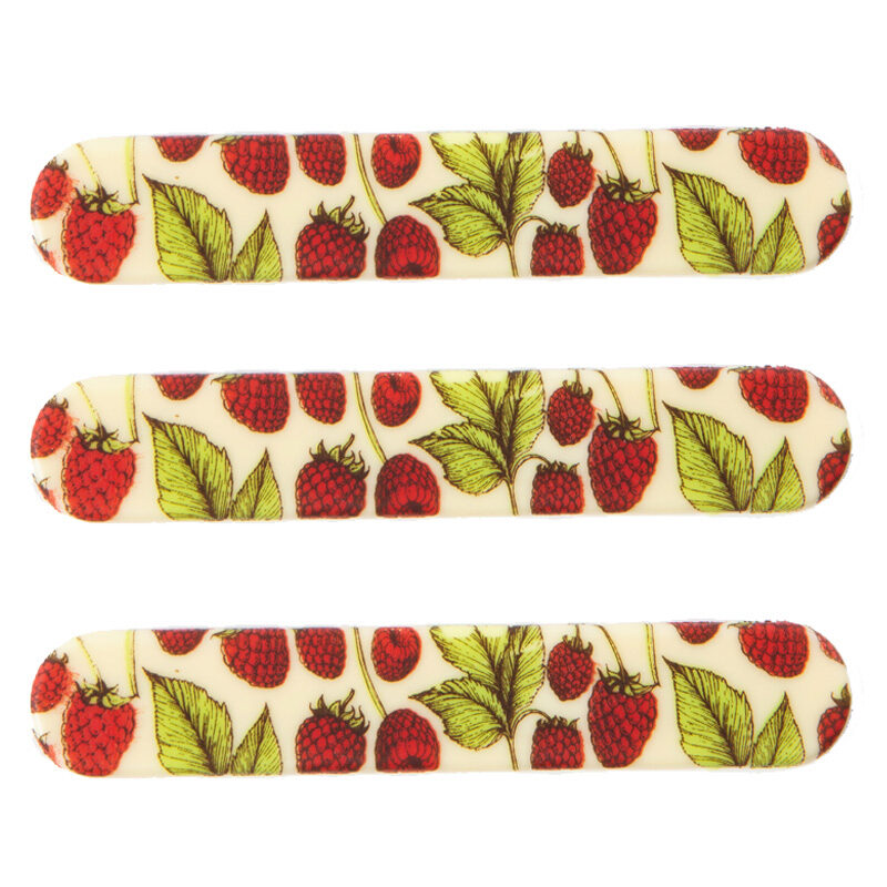 +2034471 PLAQUETTE FRAMBOISE AVEC FEUILLE OBLONG CHOCOLAT 12X2CM 70 PCES ***S/CD***