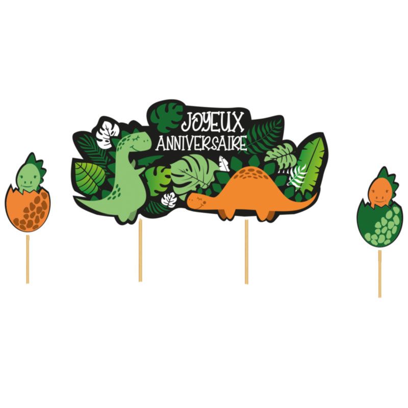 CAKE TOPPER HAPPY BIRTHDAY DINOSAURS 3PCS