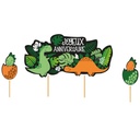 CAKE TOPPER JOYEUX ANNIVERSAIRE DINOSAURES  3PCES