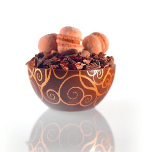 008985 PCB POMPONS NOIRS ARABESQUES Ø 7,2 CM H. 3,5 CM 60PCES ***S/CD***