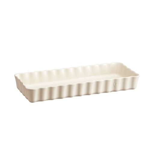 [57690012] EMILE HENRY MOULE TARTE CANNELE ARGILE 36X15XH4CM BLANC