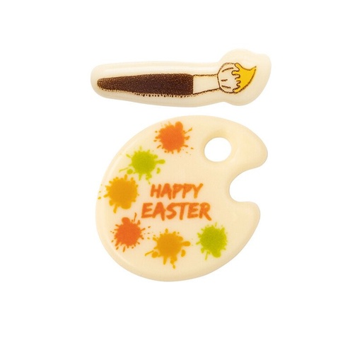 [08058337] *FF* 2000676 PALETTE DE PEINTURE HAPPY EASTER 3,4 CM+PINCEAU 3,4X0,8 CM 210PCS ***S/CDE***