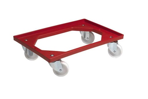 [57663713] RODE DOLLY TROLLEY 60X40 POLYAMIDE WIELEN GEGALVANISEERDE VORK **OP BESTELLING**