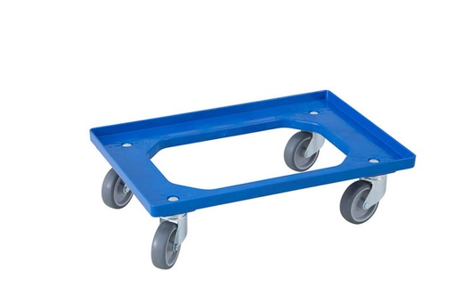 [70407996] DOLLY WAGEN 60X40 BLAUWE EURONORM RUBBEREN WIELEN