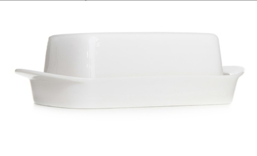 [74410095] C&T WHITE BUTTER DISH WITH LID 19.5X12XH7CM PORCELAIN