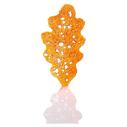 [08056009] 070404 PCB OPALINE ORANGE OAK LEAVES 7.8X3.9 CM 32 PIECES***S/CD***