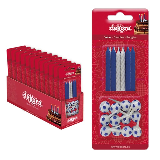 [08041703] KAARSEN + BLAUW EN BLAUWE VOETBAL TUMBLER DOZEN 12 SETS