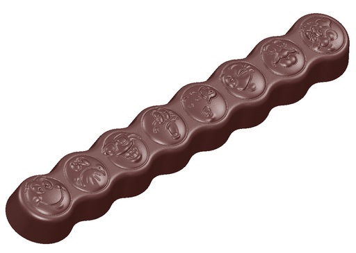 [70410606] SMILEY BAR CHOCOLATE MOLD 8 SIDES CW1590 13.5X27.5CM 1X3 94GR