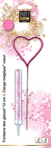 [00067423] ETINCELLE DE REVE 12CM 50/55 SEC + CIERGE MAGIQUE CŒUR ROSE