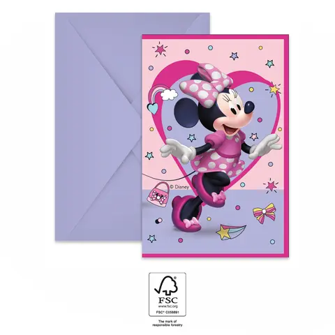 [00068348] MINNIE JUNIOR-INVITATIONS ET ENVELOPPES 6pcs