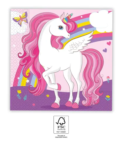 [00068410] UNICORN SERVIETTES EN PAPIER 33x33 cm 20 pcs