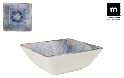 [00068502] AELIA MONACO SALADBOARD 13x13XH5.5CM BLAUW/BEIG STEENWERK - AE250000