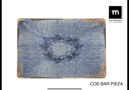 [00068509] AELIA MONACO PLATE 30X20CM BLUE/BEIGE STONEWARE