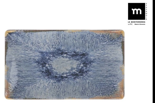 [00068510] AELIA MONACO PLATE 25X15CM BLUE/BEIGE STONEWARE 