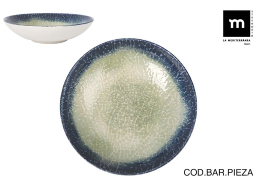 [00068513] OLAF MONACO PLATE 26CM GREEN/BLUE STONEWARE  