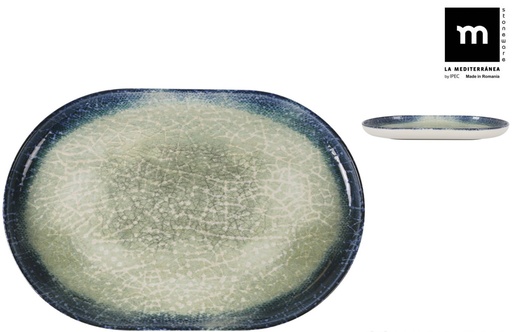 [00068520] OLAF MONACO PLATE 30X20XH2.5CM GREEN/BLUE STONEWARE