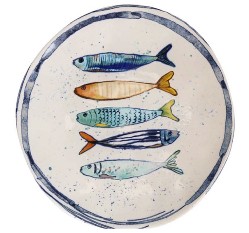 [00068522] ELITE PLATE 20CM sardines BEIGE/BLUE STONEWARE