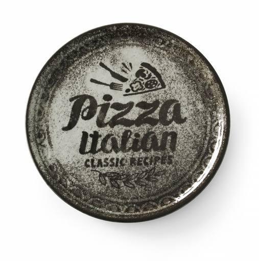[00068640] PORCELAIN PIZZA PLATE RECIPE BLACK 33 CM