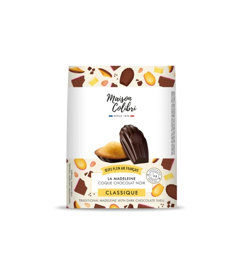 [00068700] COLIBRI *NIEUW* NATUREL MADELEINE PURE CHOCOLADESCHELP - 6X25GR - 12 ZAKJES