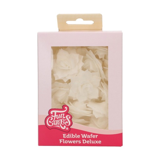 [00068865] FunCakes Oplaatbloemen Witte Rosalia Roos 4cm 15 stuks