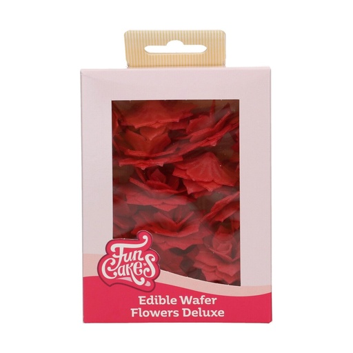 [00068867] FunCakes Wafer Flowers Red Rosalia Rose 4cm 15 pcs
