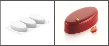 [00069071] SILIKOMART MOULE ELLIPSE 335 - 148X76 H 40 MM - 3 EMPREINTES DE 335ML