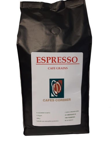 [01050339] + CAFE CORDIER CAFÉ ESPRESSO **ROUGE** EN GRAINS 1KG