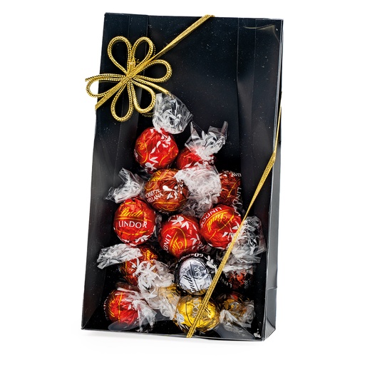 [00070659] POCHETTE LUXE CARTON NOIR ET TRANSPARENT 12X6H21CM 25PCS