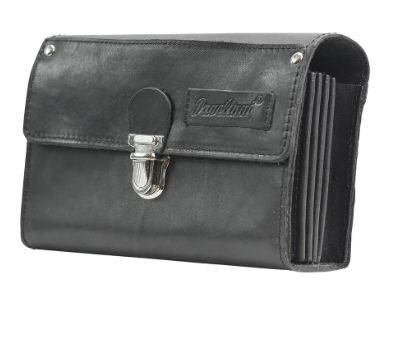 [00070836] PAVELINNI GLADIATOR PORTEFEUILLE CUIR BUFFLE SOUPLE NOIR FERMETURE METAL - 5 POCHES -1 TIRETTE A/CEINTURE NYLON - 20X13X7CM -DC07107FBL