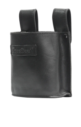 [00070841] PAVELINNI BLACK BUFFALO GLADIATOR LEATHER DISHCLOTH HOLDER ACCESSORY - 7X20X11CM - A/PLASTIC CUP - DC07133ABL