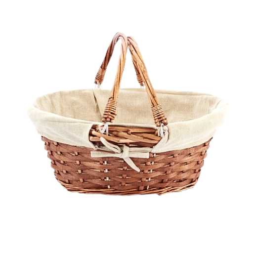 [00071046] PANIER OVAL AVEC ANSE PLIABLE ET TISSU ROGER 35X25 H15CM