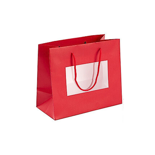 [00071050] SAC ROUGE AVEC FENÊTRE ET ANSES 20 X 10CM HT17