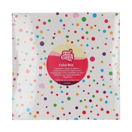 [00071061] FUNCAKES CONFETTI TAARTDOOS 25 X 25 CM H15