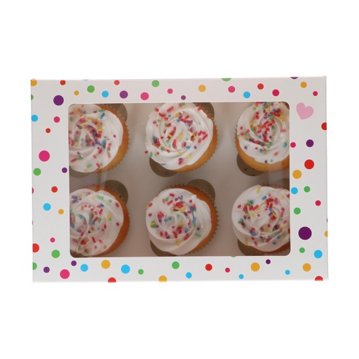 [00071062] FUNCAKES CONFETTI DOOS VOOR 6 CUPCAKES 24 X 16,5CM HT 7,5CM