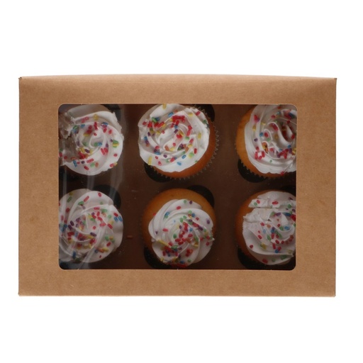 [00071063] FUNCAKES KRAFT DOOS VOOR 6 CUPCAKES 24 X 16,5CM HT 7,5CM