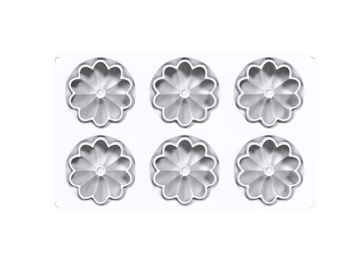 [00071090] SILIKOMART KIT 3D TARTE RING BLOOM Ø 76,5MM HT17MM 6 CERCLES + MOULE 6 EMPREINTES 