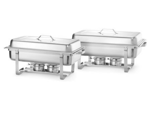 [00071313] HENDI “SET OF 2” CHAFING DISH ECO GN1/1-65 A/C 18/0 A/2 BURNERS - 600X358XH295