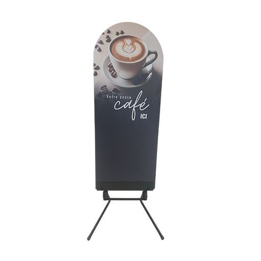 [00073255] STOP-TROTTOIR "CAFE" DECOUPE ARRONDIE 60 x 150 CM + PIED