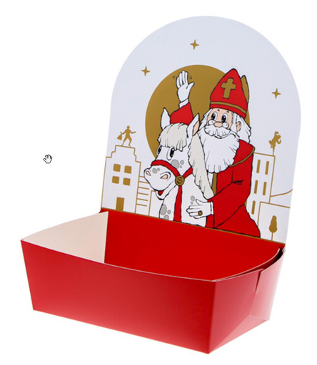 [00073792] PANIER CARTON SAINT NICOLAS AVEC CHEVAL 165X105X220MM  