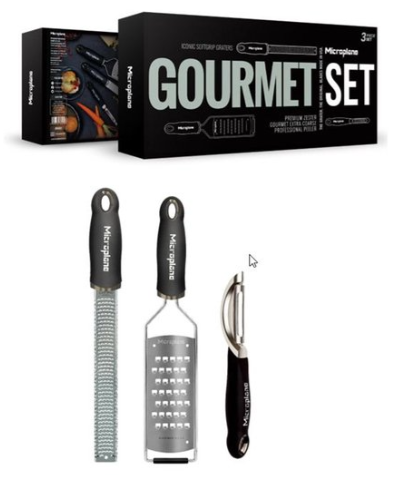[00073863] MICROPLANE GOURMET 3-PIECE SET - PREMIUM ZEST GRATER - EXTRA COARSE GOURMET GRATER - PROFESSIONAL PEELER