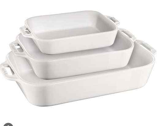 [00073924] STAUB SET OF 3 WHITE CERAMIC DISHES (20x16-27x20-34x24cm) 