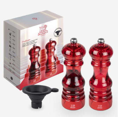 [00073971] PEUGEOT PODIUM DUO MP + MS 18CM ACRYLIQUE ROUGE + ENTONNOIR