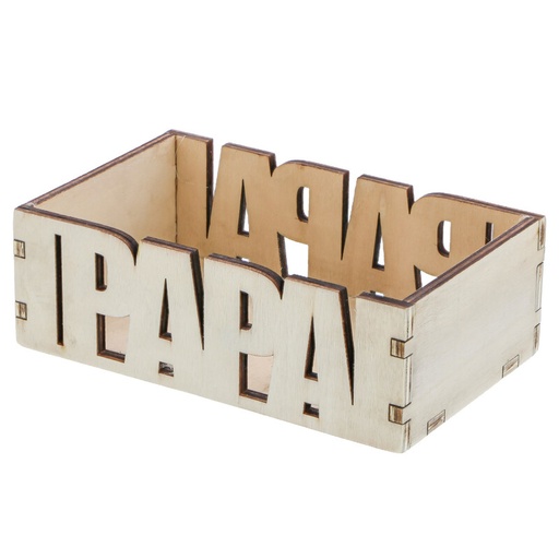 [00074086] CAGETTE EN BOIS AVEC TEXTE "PAPA" 133 X 83MM HT 44MM